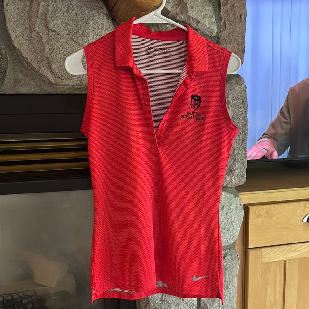 Nike Red Sleeveless Polo Shirt